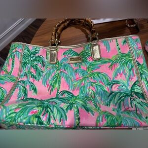 Lilly Pulitzer Tropical Pink and Green Tote Bag